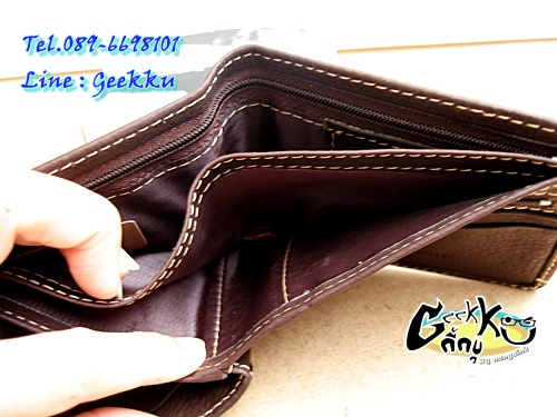 กระเป๋าตังค์ Tough (T05) หนังแท้สีน้ำตาล  หนังชามัวร์  สวยค่ะ  