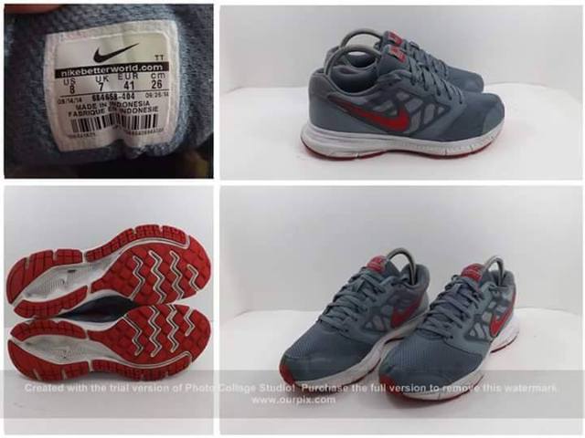 	"เคาะเดียว" รองเท้ากีฬามือสอง NIKE เบอร์ 41 สีเทาแดง แท้ สวยๆซื้อมาใส่ไม่ได้ เปิดต่ำกว่าทุน 
