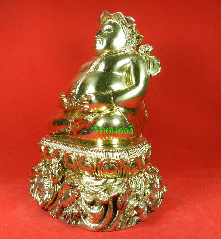 พระสังกัจจายน์บัวเข็ม บูชา 5 นิ้ว  รุ่นจ้าวทรัพย์ เนื้อทองโบราณขัดเงา วัดพระมหาธาตุวรมหาวิหาร ปี57