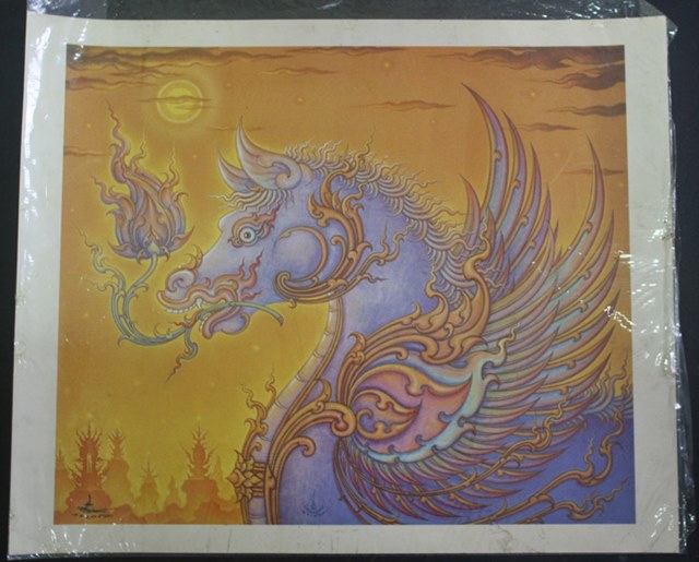 ภาพ "ม้าทิพย์์ นักษัตรปีมะเมีย ขนาด 43x50 ซม. ลายเซ็น พ.ศ.เก่าปี 2547