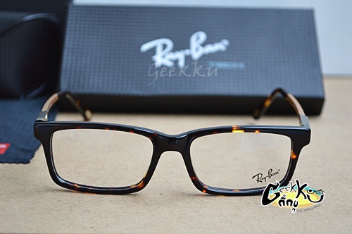 กรอบแว่นตา Ray Ban (R27) ทรงกรอบเต็มสีน้ำตาลกระ ขาสปริง (กรอบพลาสติก ก้านขาโลหะ)