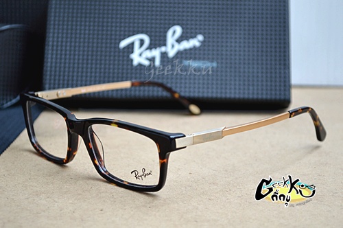 กรอบแว่นตา Ray Ban (R27) ทรงกรอบเต็มสีน้ำตาลกระ ขาสปริง (กรอบพลาสติก ก้านขาโลหะ)