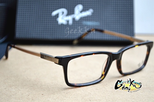 กรอบแว่นตา Ray Ban (R27) ทรงกรอบเต็มสีน้ำตาลกระ ขาสปริง (กรอบพลาสติก ก้านขาโลหะ)