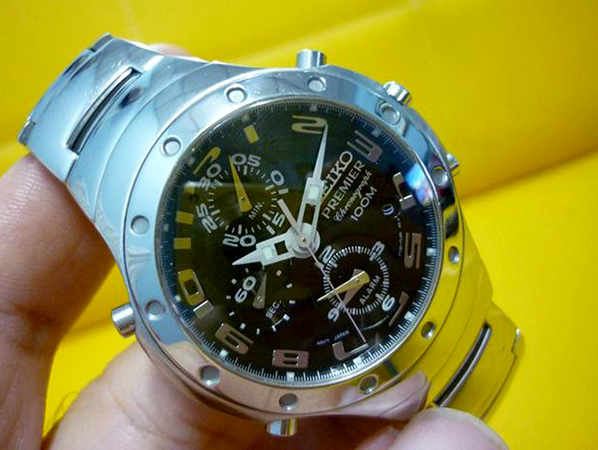 นาฬิกา SEIKO  PREMIER ของแท้ CHRONOGRAPH มีปลุก กระจกแซฟไฟร์ คริสตัล 