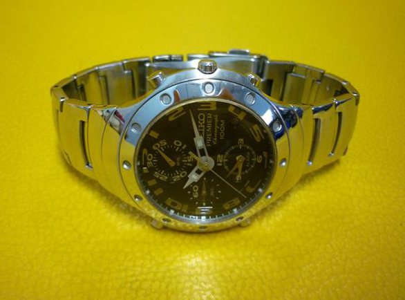 นาฬิกา SEIKO  PREMIER ของแท้ CHRONOGRAPH มีปลุก กระจกแซฟไฟร์ คริสตัล 