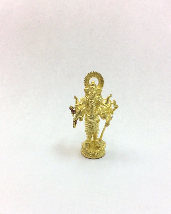 พระพิฆเนศ ปางปัญจมุข (5เศียร10กร) วัดใหญ่ชัยมงคล อยุธยา เนื้อกะไหล่ทอง กล่องเดิม #9