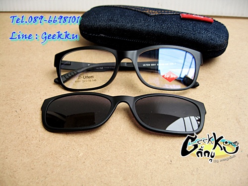  กรอบแว่นตา Cooper (6001-col.1) ทรงกรอบเต็มสีดำ มีคลิปกันแดด (เลนส์ Porarized )