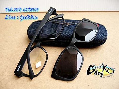  กรอบแว่นตา Cooper (6001-col.1) ทรงกรอบเต็มสีดำ มีคลิปกันแดด (เลนส์ Porarized )