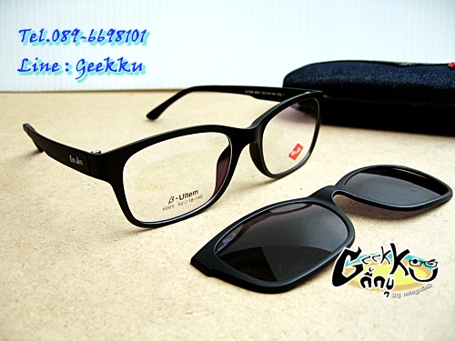  กรอบแว่นตา Cooper (6001-col.1) ทรงกรอบเต็มสีดำ มีคลิปกันแดด (เลนส์ Porarized )