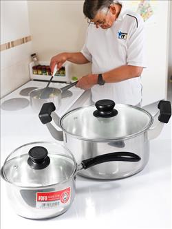 ชุดหม้อสแตนเลส 2 ใบ พร้อมฝาครอบแก้ว