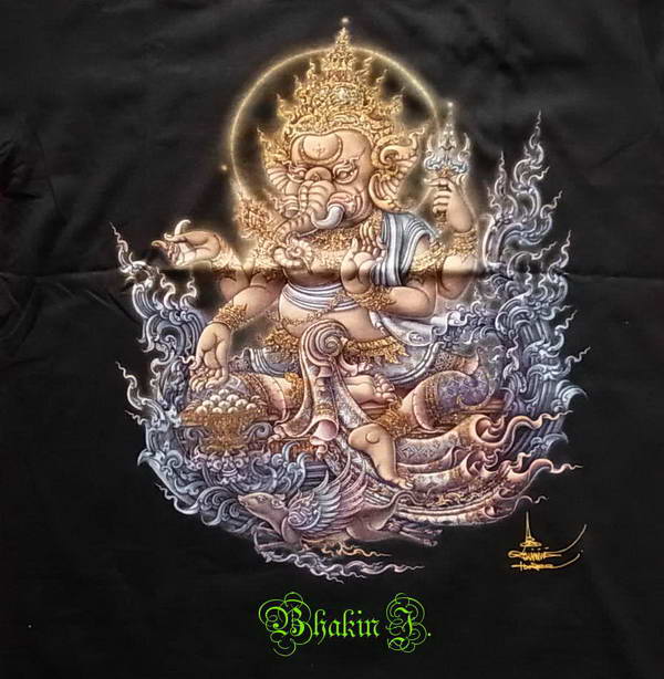 สื้อยืดสีดำ ลายพระพิฆเนศ Size M  (รอบอก 39.5 นิ้ว) ที่ระลึก จากหอศิลป์ วัดร่องขุ่น จ.เชียงราย สวยงาม