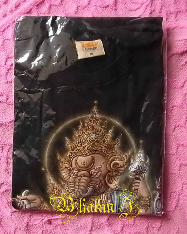 สื้อยืดสีดำ ลายพระพิฆเนศ Size M  (รอบอก 39.5 นิ้ว) ที่ระลึก จากหอศิลป์ วัดร่องขุ่น จ.เชียงราย สวยงาม