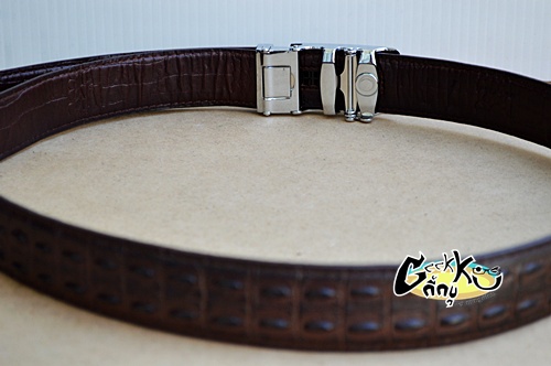 เข็มขัดหัวจระเข้สายหนังแท้ (หนังวัว) สีน้ำตาล   