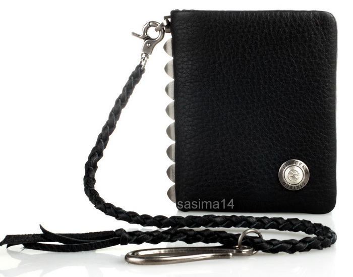 กระเป๋าสตางค์ หนัง fifteen sixteen สีดำ มีสายคล้องกับเข็มขัด หรือกระเป๋าได้