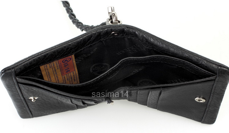 กระเป๋าสตางค์ หนัง fifteen sixteen สีดำ มีสายคล้องกับเข็มขัด หรือกระเป๋าได้