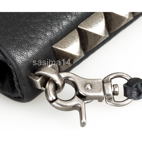 กระเป๋าสตางค์ หนัง fifteen sixteen สีดำ มีสายคล้องกับเข็มขัด หรือกระเป๋าได้