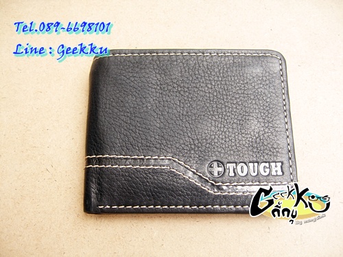 กระเป๋าตังค์ Tough (T08) หนังแท้สีดำ หนังชามัวร์  สวยค่ะ  ช่องใส่บัตรถอดได้ค่ะ