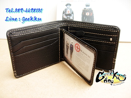 กระเป๋าตังค์ Tough (T08) หนังแท้สีดำ หนังชามัวร์  สวยค่ะ  ช่องใส่บัตรถอดได้ค่ะ