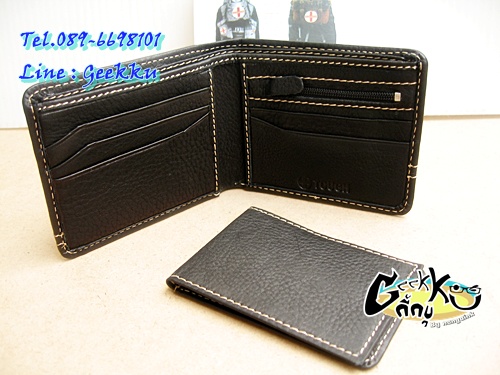 กระเป๋าตังค์ Tough (T08) หนังแท้สีดำ หนังชามัวร์  สวยค่ะ  ช่องใส่บัตรถอดได้ค่ะ