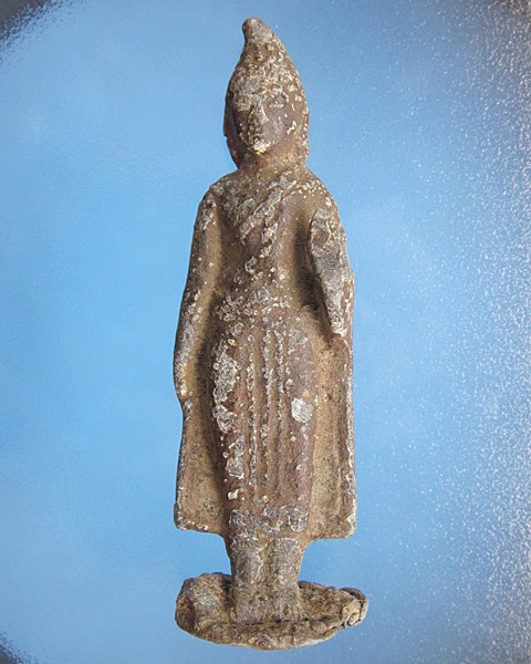 พระเนื้อชินตะกั่วปิดทองยุครัตนะพิมพ์ยืนยกมือซ้าย