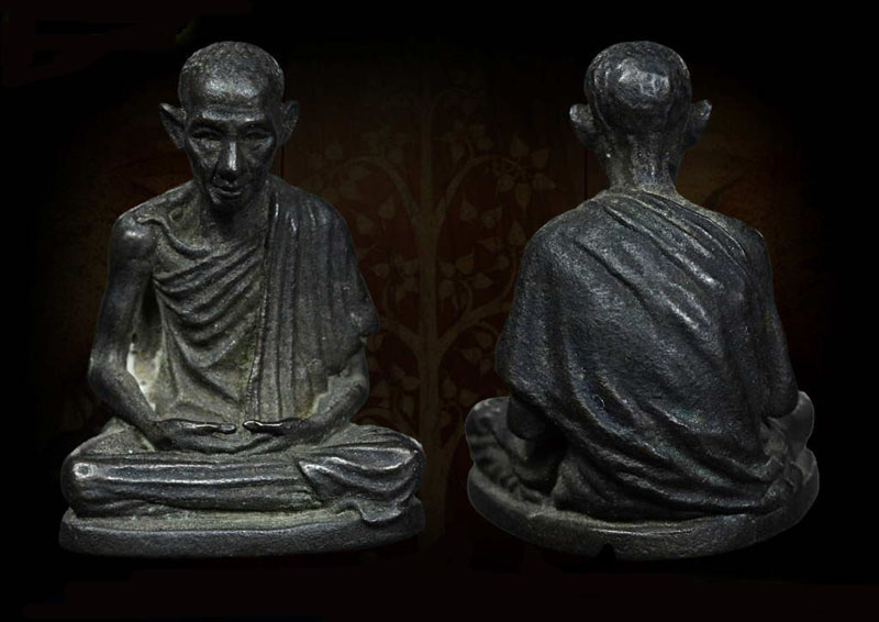 รูปเหมือนหลวงพ่อเกษม เขมโก สุสานไตรลักษณ์ ลำปาง ก้นหนู เนื้อนวโลหะ 2518