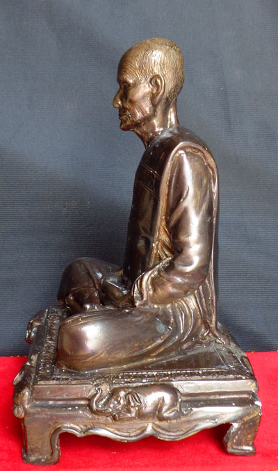 พระบูชาหลวงพ่อเดิม วัดหนองโพ รุ่นช้างคู่บารมี เนื้อทองเหลืองรมมันปู ขนาดหน้าตัก 5 นิ้ว+กล่องเดิม พุท