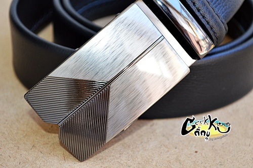 เข็มขัดหนังหัวออโต้ล๊อค สีดำ 