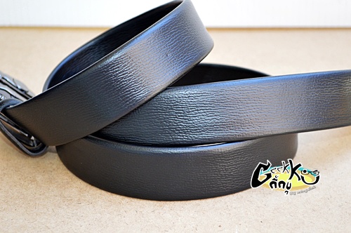 เข็มขัดหนังหัวออโต้ล๊อค สีดำ 