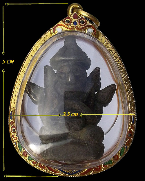 พระอุปคุต ปางล้วงบาตร เนื้อสัมฤทธิ์เงิน ศิลปะเขมร เลี่ยมทอง