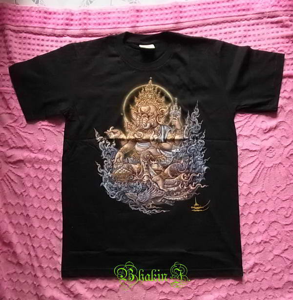 สื้อยืดสีดำ ลายพระพิฆเนศ Size S  (รอบอก 35.5 นิ้ว) ที่ระลึก จากหอศิลป์ วัดร่องขุ่น จ.เชียงราย สวยงาม
