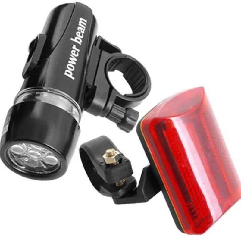 LED Bicycle Head Light + Rear Flashlight Waterproof  กันน้ำได้