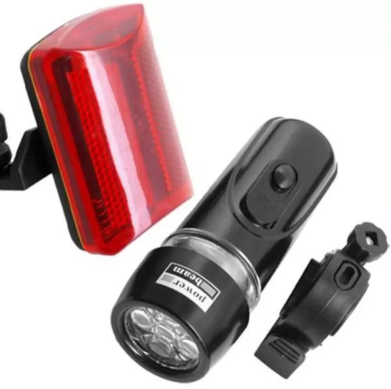 LED Bicycle Head Light + Rear Flashlight Waterproof  กันน้ำได้
