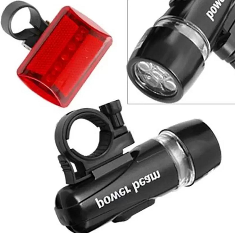 LED Bicycle Head Light + Rear Flashlight Waterproof  กันน้ำได้