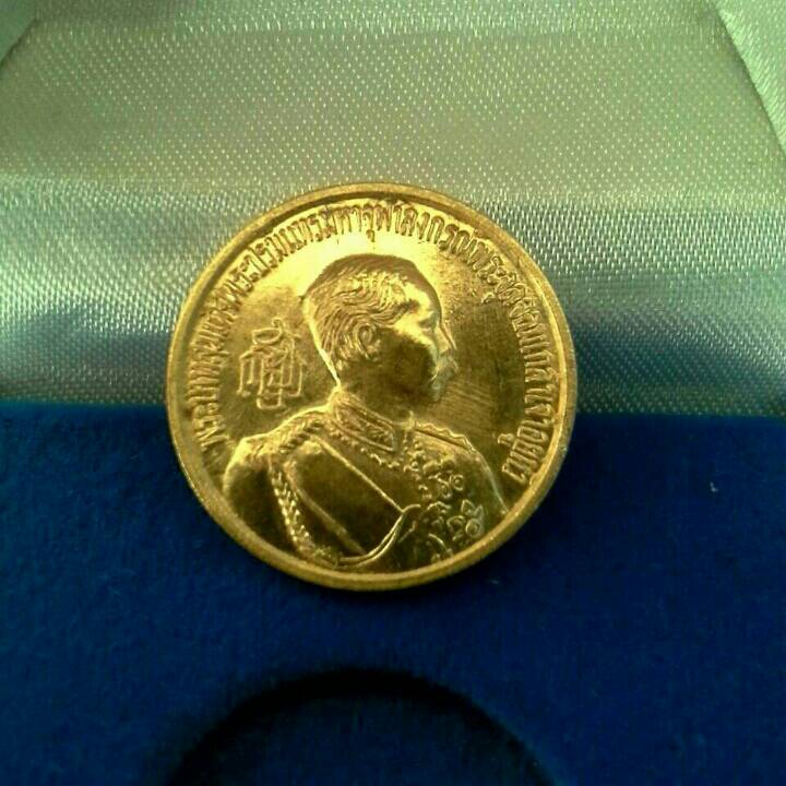 เหรียญ ร.5 ทองคำ พิธีพุทธาภิเษกวัดไชโย ปี2533 สวยมาก พร้อมกล่องเดิมจากวัด