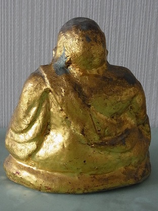 พระบูชา สังกัจจายน์ เนื้อดินเผา ขนาด 5 นิ้ว ทาชาดแดงปิดทองคำเปลว