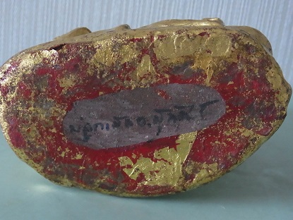 พระบูชา สังกัจจายน์ เนื้อดินเผา ขนาด 5 นิ้ว ทาชาดแดงปิดทองคำเปลว