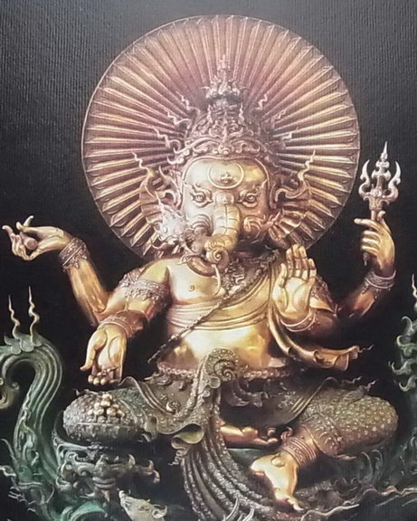 ภาพพิมพ์องค์พระพิฆเนศ`(BronZ) ขนาด A4 ลายเซ็นสดท่านอาจารย์เฉลิมชัย โฆษิตพิพัฒน์ **01**