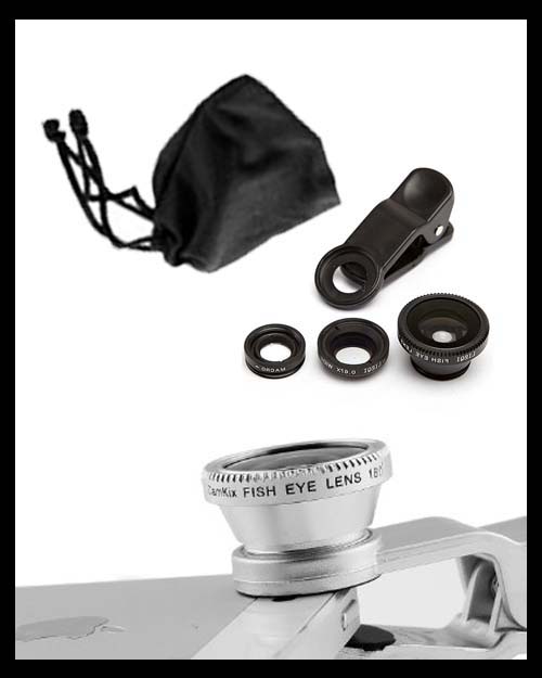 มินิขาตั้งกล้อง + อแดบเตอร์ + universal clip lens (อันนี้ขอบดำครับ)