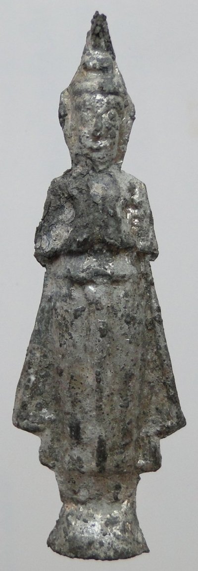 พระกรุ พิมพ์ปางห้ามสมุทร เนื้อชินเงิน วัดสัมพันธวงศ์ (วัดเกาะ) กรุงเทพมหานคร