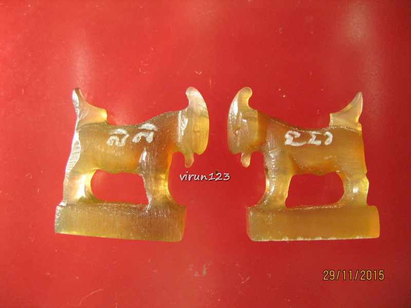 วัดใจ.....2 ตน แพะ แกะจากเขาควายเผือก ฐาน1.4 x สูง1.7 ซม. หลวงพ่อสิน วัดละหารใหญ่ 3