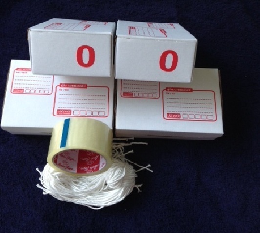 +300 บาท@@--///ครบเซ็ต*///กล่องไปรษณีย์ไดคัทสีขาว No. 0 ขนาด 11*17*6ซม. + เชือก เทปกาวใสม้วน