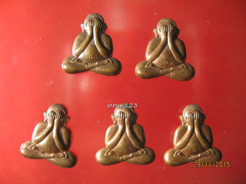 วัดใจ.....5 องค์ พระปิดตา สาริกา เนื้อทองแดง หลวงพ่อสิน วัดละหารใหญ่