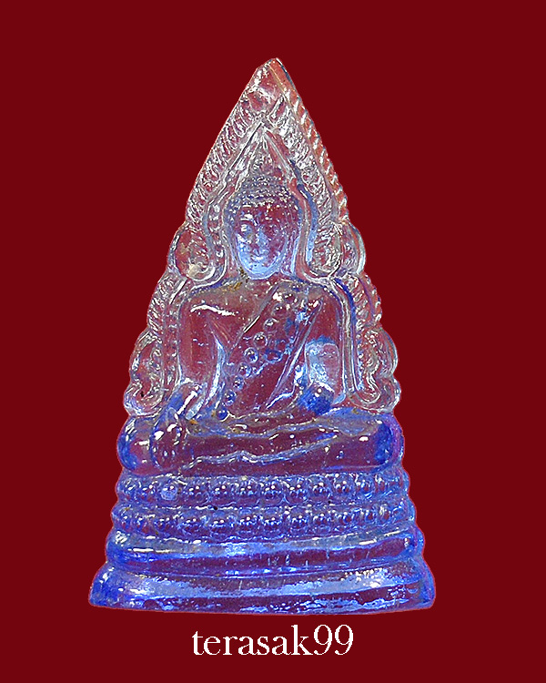 พระพุทธชินราช หลวงพรหมโยธี ปี2493 เนื้อแก้วสีฟ้า ราคาเบาๆ