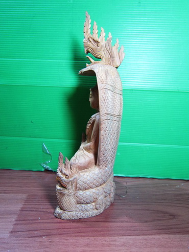 พระบูชาไม้แกะสลัก พิมพ์ พระนาคปรก ศิลป์สวย ขนาด หน้าตัก 4 นิ้ว