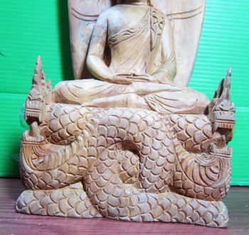พระบูชาไม้แกะสลัก พิมพ์ พระนาคปรก ศิลป์สวย ขนาด หน้าตัก 4 นิ้ว
