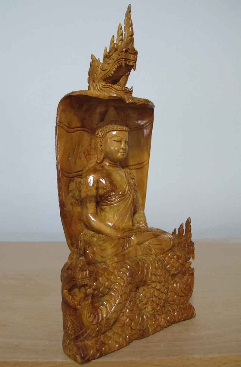 พระบูชาไม้แกะสลัก พิมพ์ พระนาคปรก ศิลป์สวย ขนาด หน้าตัก 4 นิ้ว