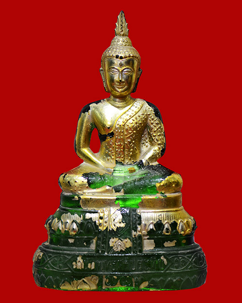 พระบูชา5นิ้ว พระแก้วมรกต พิธี25 พุทธศตวรรษ เนื้อสีเขียว สำนักพุทธศรีประทีป บล็อกJAPAN สภาพสวยมาก