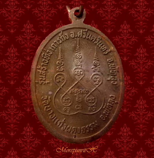 เหรียญหลวงปู่เปลื้อง วัดบางแก้วผดุงธรรม รุ่นสร้างกิ่งอำเภอศรีนครินทร์ เนื้อทองแดง จ.พัทลุง ปี ๒๕๓๙