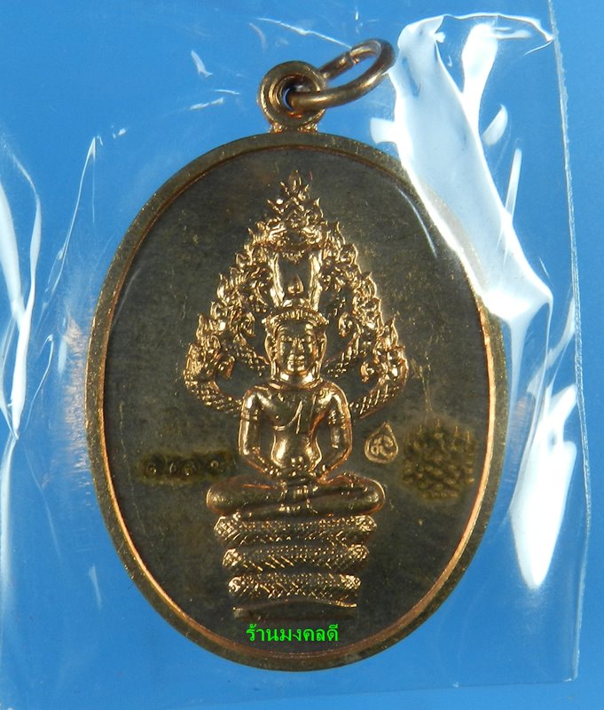 เหรียญพระนาคปรกไตรมาส 51 หลวงพ่อสาคร วัดหนองกรับ เนื้อทองแดง เลขสวย 9374 (พร้อมกล่องเดิม)