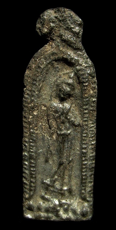 พระลีลาช่อดอกไม้ กรุวัดราชบูรณะ จ.พระนครศรีอยุธยา เนื้อชินเงินผิวปรอท สวยเดิมๆ